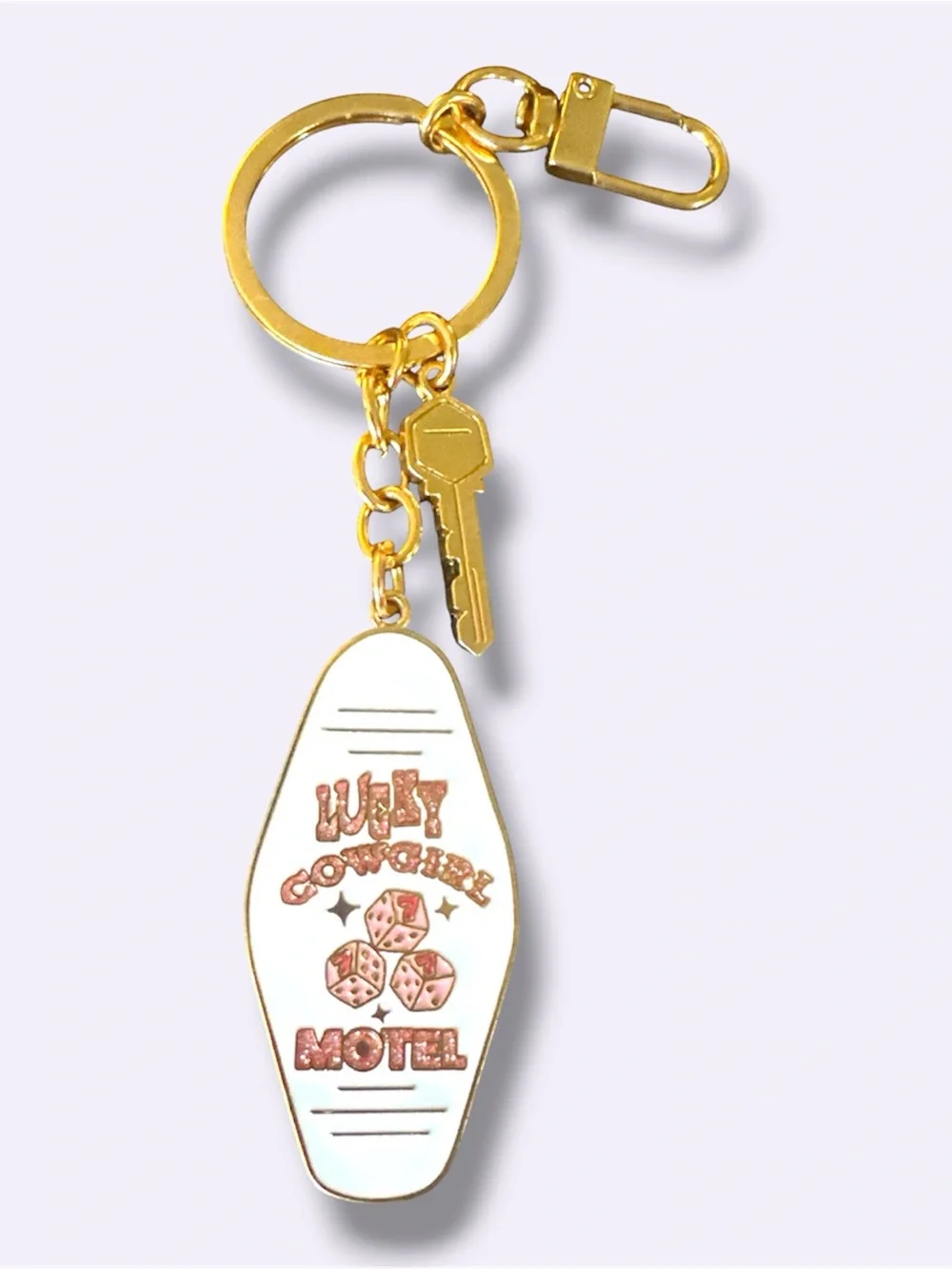 Western Lucky Cowgirl Keychain and Set with playing cards, dice, pen, pad.